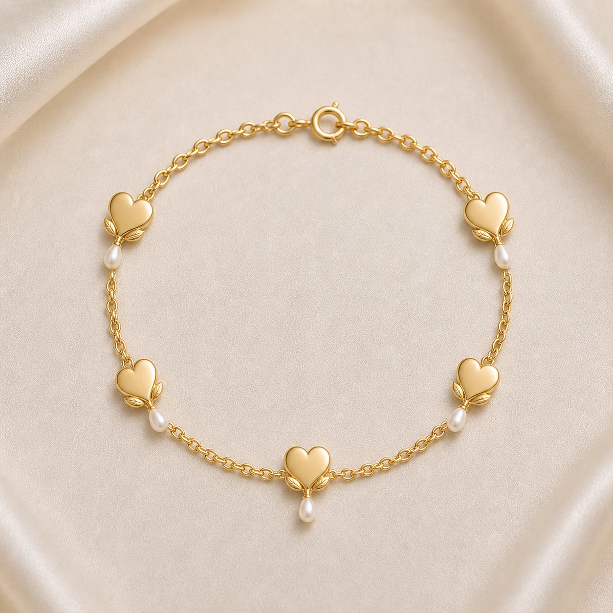 The Bleeding Heart Bracelet with five heart motifs